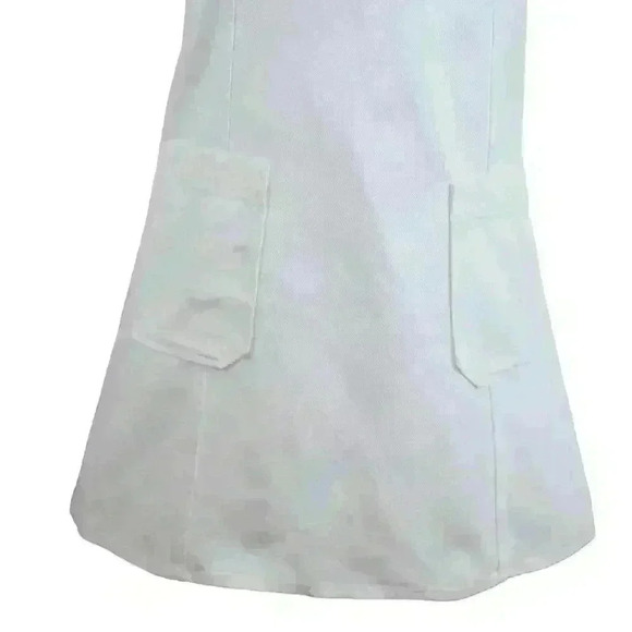 ZARA White Denim Mini Dress Collar w/Tailored Seams Flared Side Zip Size XS - Picture 6 of 10